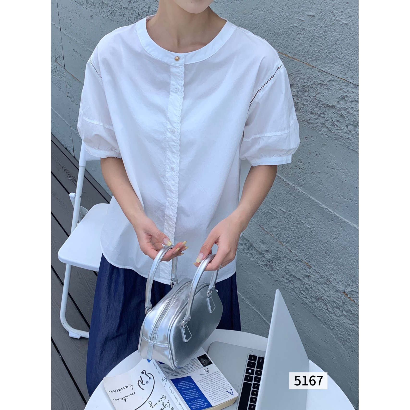 纯棉宽松镂空花边短袖T恤女显瘦