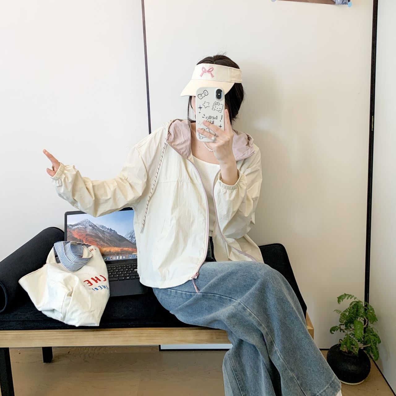 韩系撞色抽绳休闲防晒外套女百搭