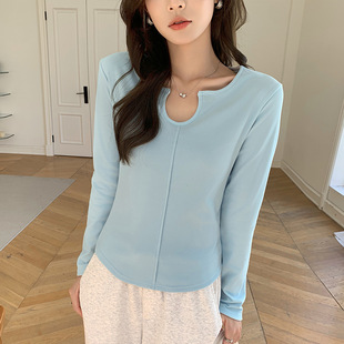 德绒低领加绒打底衫女内搭2025新款秋冬季设计感修身正肩洋气上衣