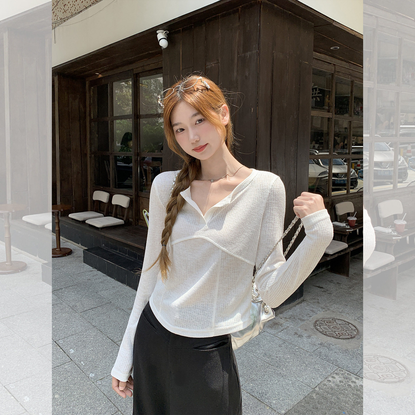条纹气质半开领长袖防晒罩衫女2025新款设计感修身独特好看上衣薄,女装/女士精品,T恤,淘宝优惠券,粉丝福利购,淘宝优惠卷