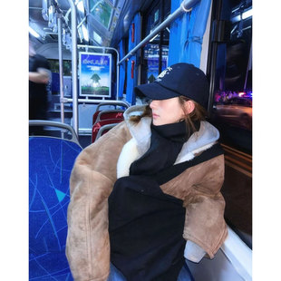 赵露思许妍同款美拉德麂皮羊羔毛外套女许我耀眼小个子宽松短上衣