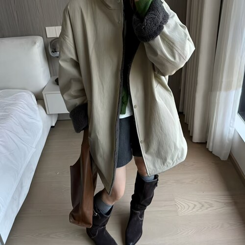 羊羔毛软糯加厚派克服外套女保暖