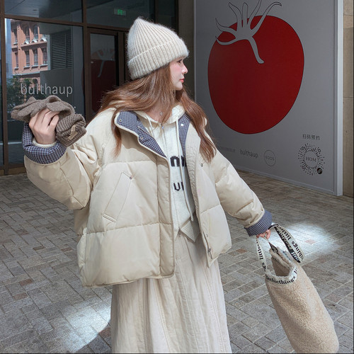 韩版拼接羽绒服外套女秋冬新款潮