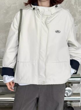 韩版连帽撞色加厚棉服外套女休闲