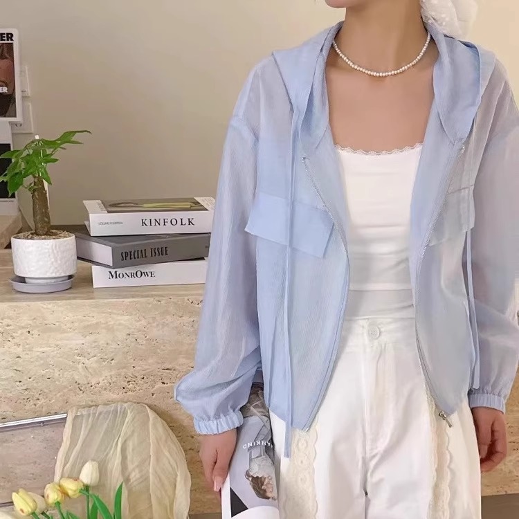 宽松舒适防晒衣女短款轻薄防晒服