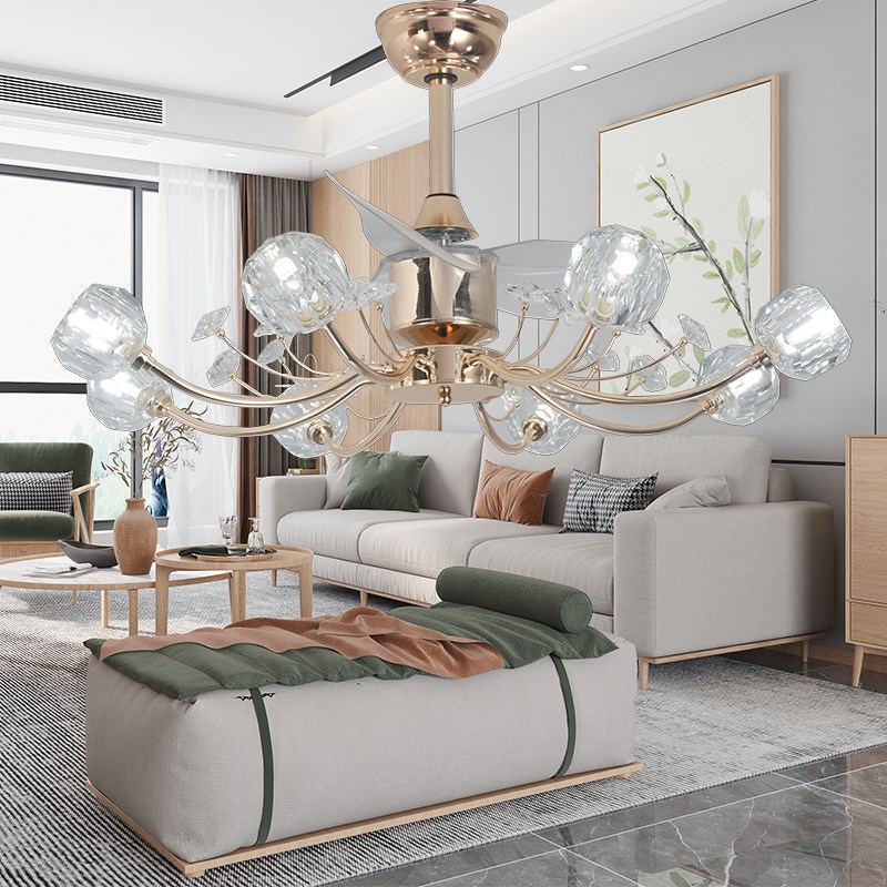 新款枝叶c状餐厅风扇灯全铜电机支持语音控制。