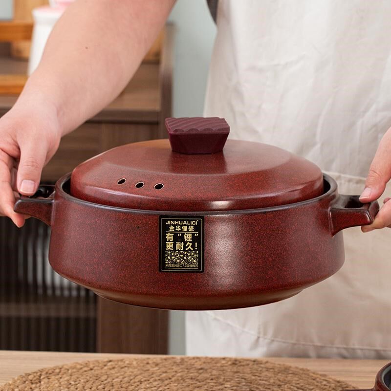 金华锂瓷砂锅煲汤锅耐高温煲仔饭干烧不裂米线锅家用红色陶瓷炖锅