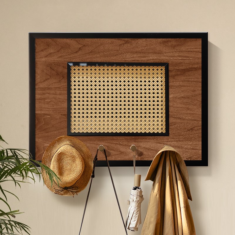 中古风藤编电表箱装饰画带挂钩配电箱遮挡画2024V新款开关盒挂画