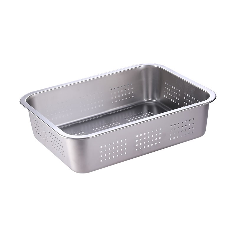304不锈钢漏盆长方形沥水v盆冲孔滤盆商用大号洗菜盆沥水盆沥水筐