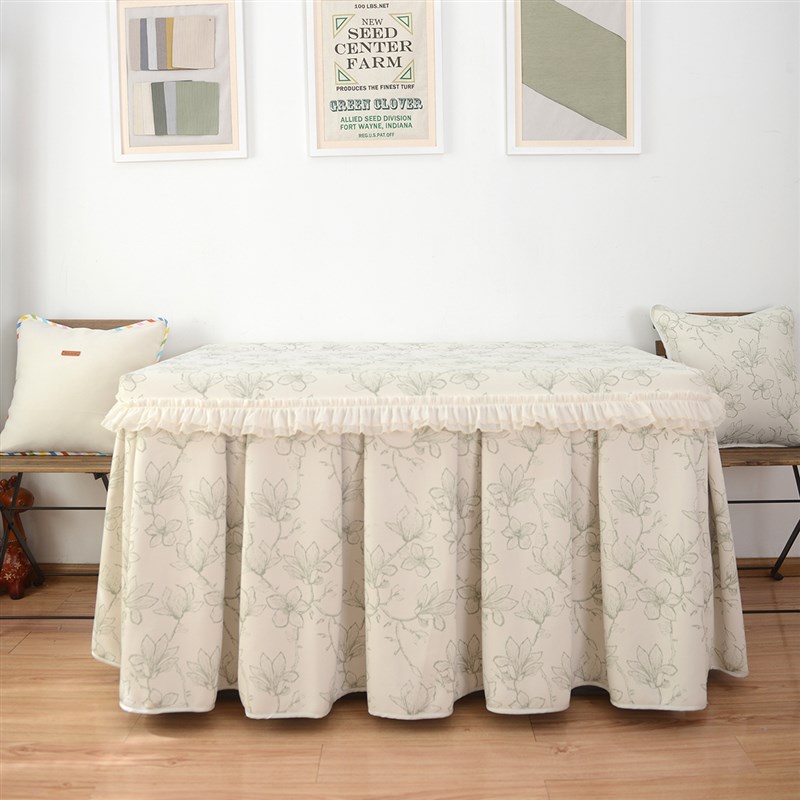 冬季新款a小清新法式奶油风保暖加绒花枝烤火罩电炉罩电取暖桌罩