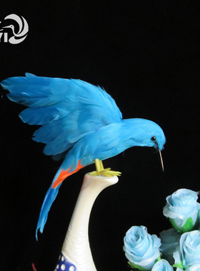 仿真羽毛蜂鸟翠鸟小n鸟纯手工制作工艺品摆件盆景庭院装饰摆件挂