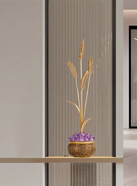 乔迁新居礼物麦穗聚宝盆招财w玄关装饰摆件客厅轻奢高档电视柜摆