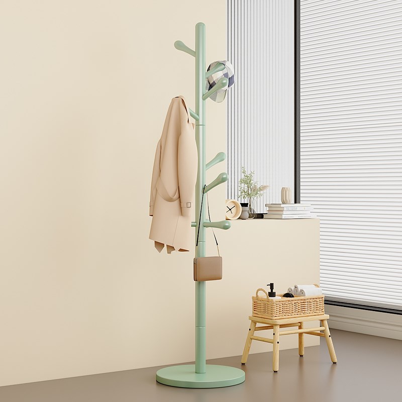 实木衣帽架创意多巴胺衣架卧室置衣架杆落地家用落地奶油风挂衣架