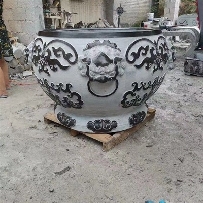 石雕荷花青石大缸石头花盆石缸庭院水缸门海养鱼摆件户外彷古石槽