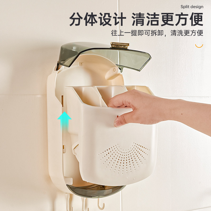轻奢筷子置物架壁挂家用筷子筒厨房家庭新款沥水收纳盒筷子篓筷笼