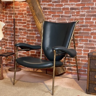 中古风锻打椅高端酋长椅美式复古躺椅油蜡皮休闲椅铁艺单人沙发椅