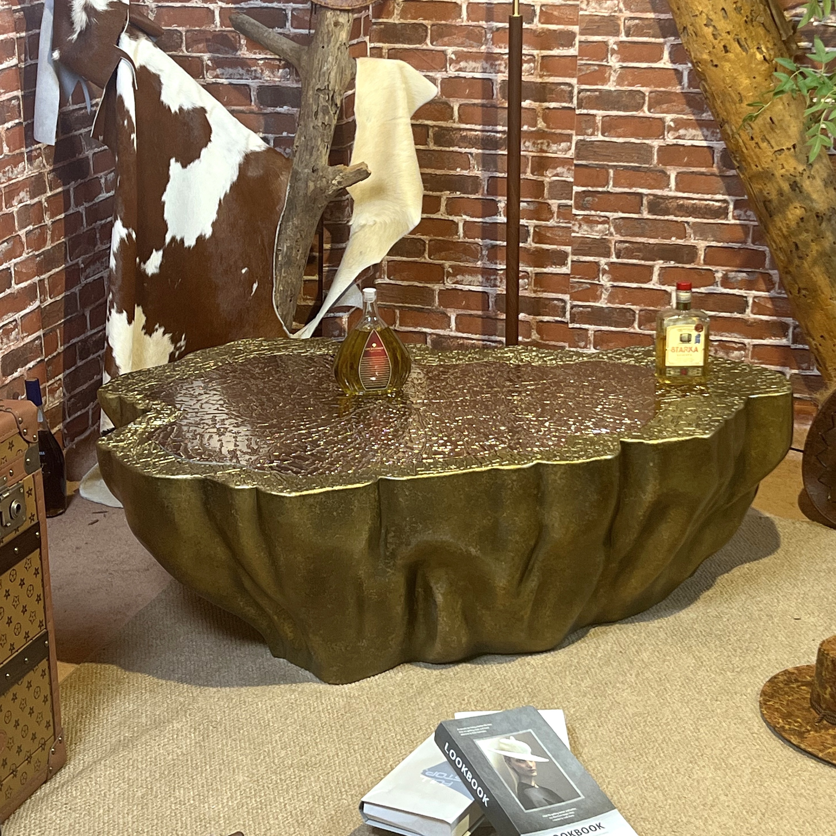 美式复古实木树桩茶几