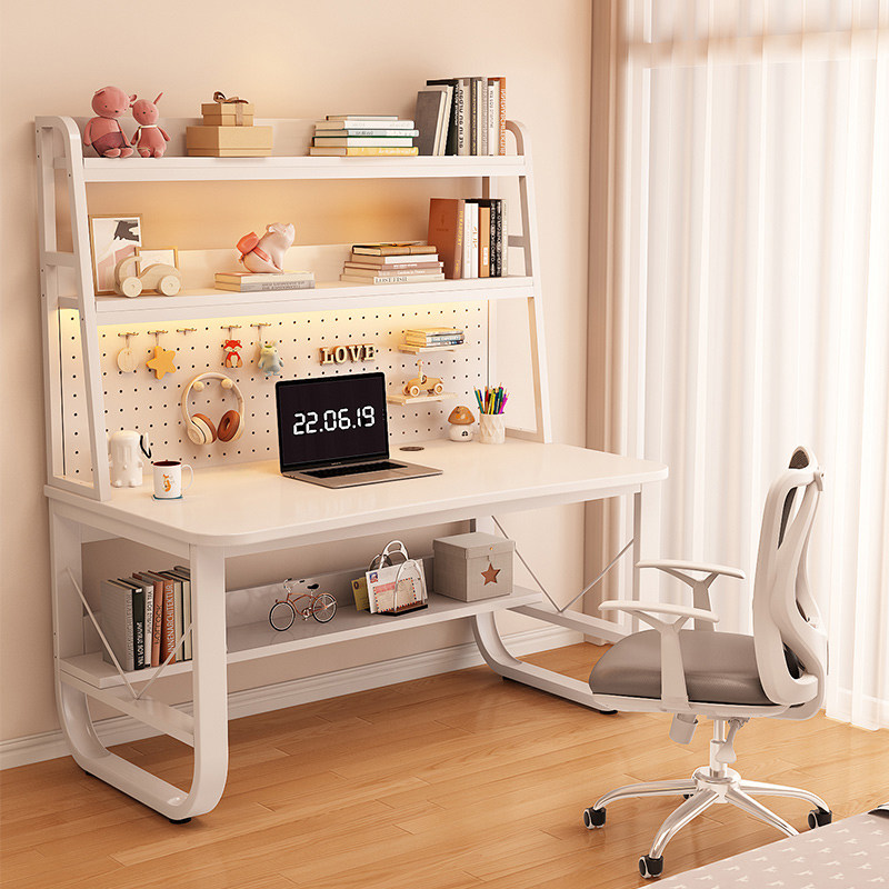 ikea宜家洞洞板书桌书架一体桌学生书房写字学习桌子奶油风家用台