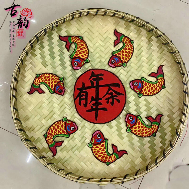 新中式田园餐厅装饰簸箕画竹筐创意竹编挂饰背景墙壁挂画刺绣挂画图片