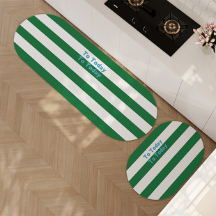 北欧简约条纹厨房专用地垫吸水吸油防滑可擦洗耐脏转角硅藻泥脚垫