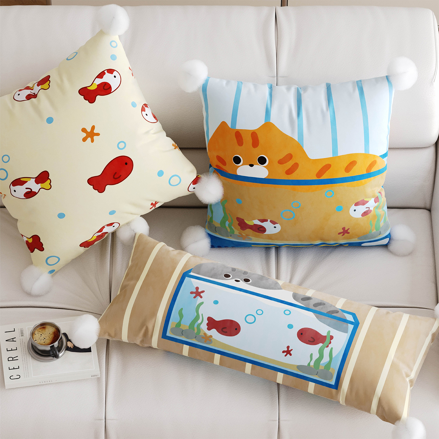 韩式卡通猫猫抱枕套靠枕客厅沙发大靠垫睡觉长条抱枕床上靠背腰枕