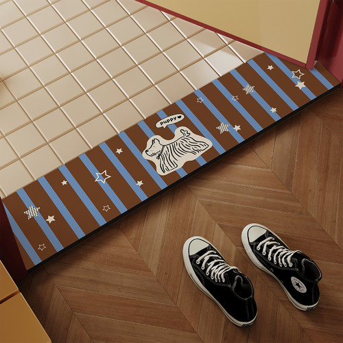 美拉德风小狗门槛石地垫吸水防滑