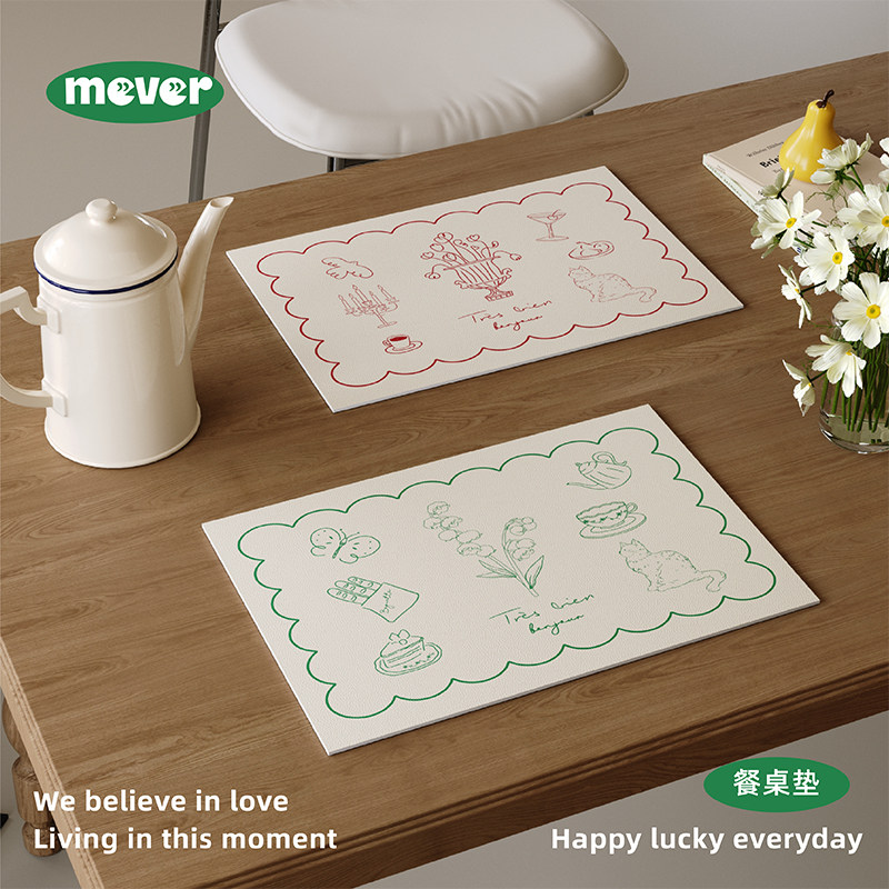 法式ins复古风皮革餐垫防水防油免洗杯盘垫咖啡机台面隔热桌面垫,居家布艺,餐垫,淘宝优惠券,粉丝福利购,淘宝优惠卷