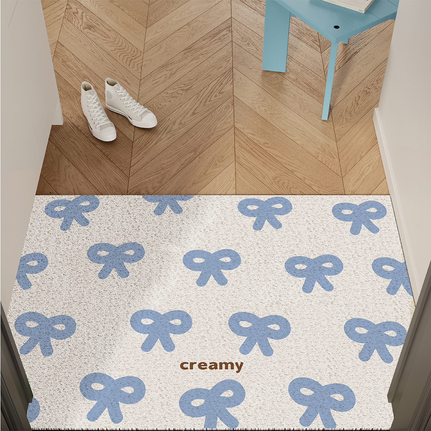 韩系ins风蝴蝶结入户门丝圈地垫