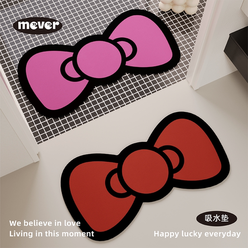 Kitty蝴蝶结浴室吸水地垫卫生间