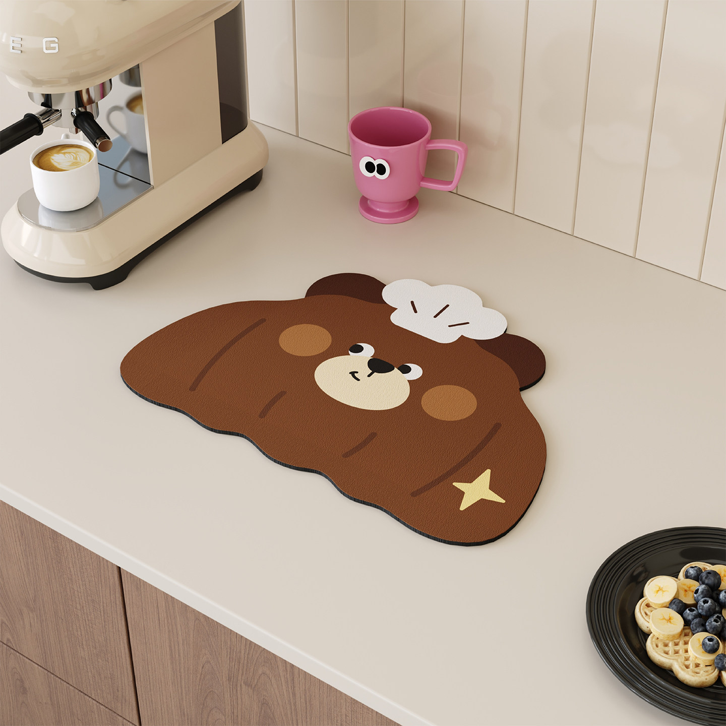 卡通面包小熊沥水垫厨房台面洗手台吸水垫咖啡机茶几吧台隔热桌垫,居家布艺,餐垫,淘宝优惠券,粉丝福利购,淘宝优惠卷