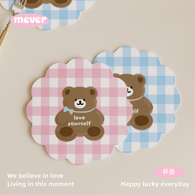 韩式网红吸水杯垫皮革隔热餐垫