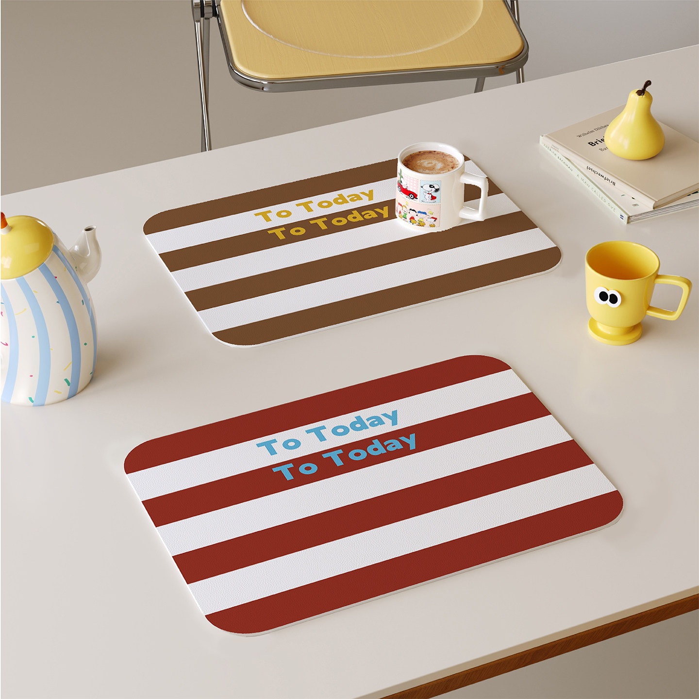 复古风条纹西餐垫皮革防水防油防烫免洗高级感隔热餐桌垫小块杯垫,居家布艺,餐垫,淘宝优惠券,粉丝福利购,淘宝优惠卷