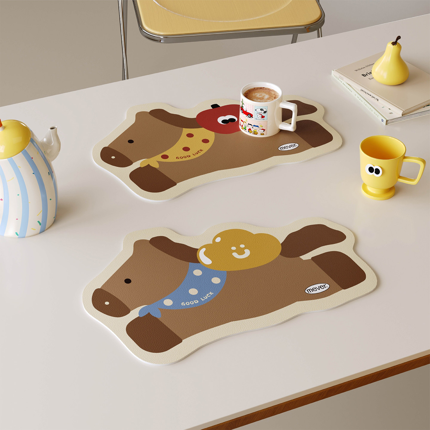 新年元宝小马西餐垫皮革防水防油防烫免洗高级感隔热桌垫小块杯垫,居家布艺,餐垫,淘宝优惠券,粉丝福利购,淘宝优惠卷