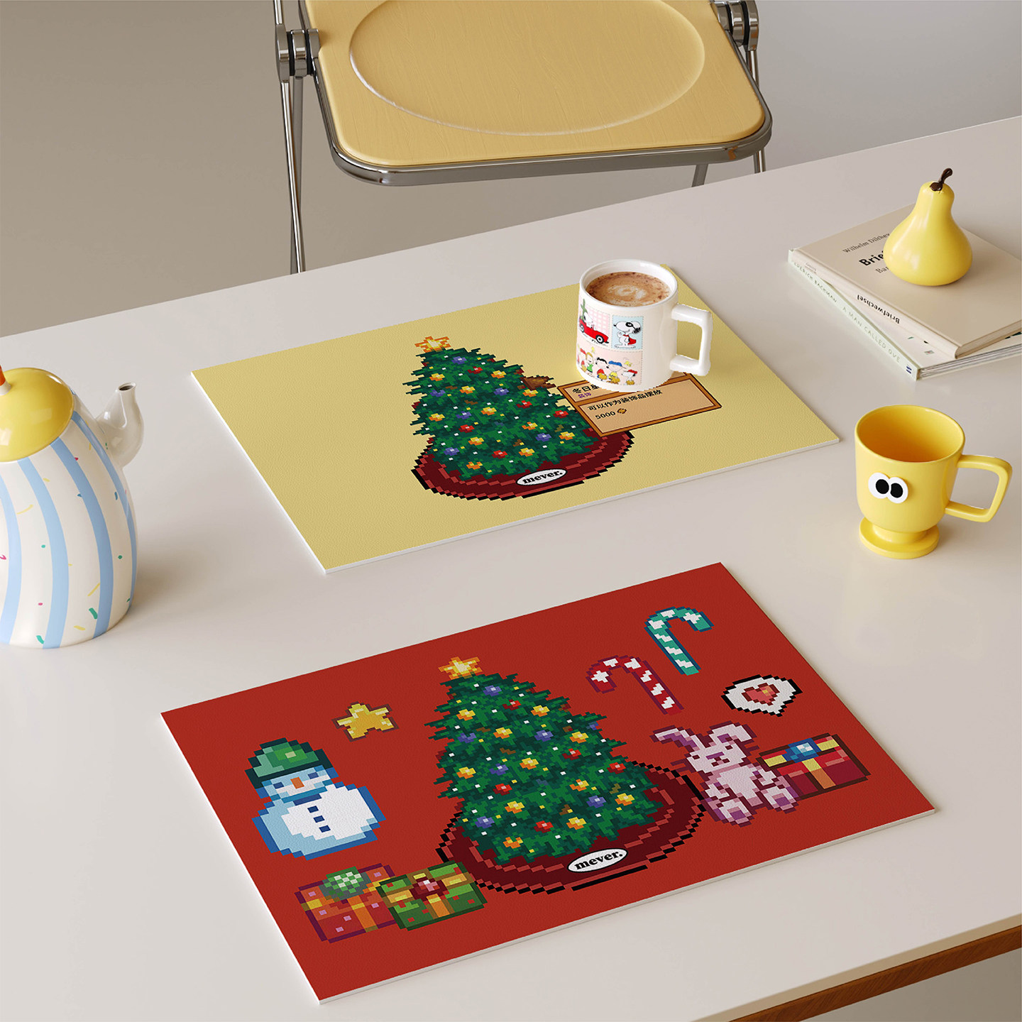 星露谷圣诞皮革西餐垫防水防油防烫免洗高级感隔热餐桌垫小块杯垫,居家布艺,餐垫,淘宝优惠券,粉丝福利购,淘宝优惠卷