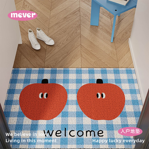可爱苹果丝圈地垫入户门口可定制