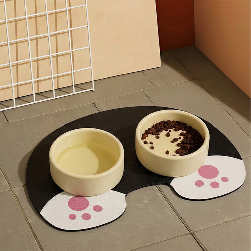 可爱卡通硅藻泥猫狗餐垫吸水防滑