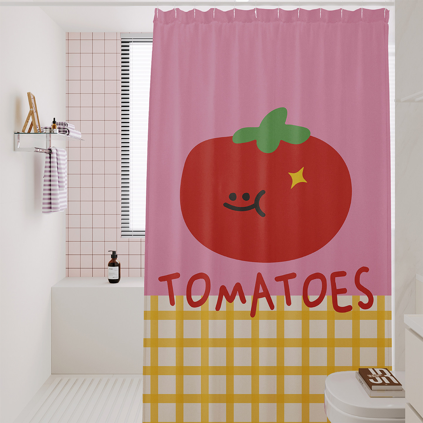 多巴胺卡通水果浴室浴帘防水防霉速干免打孔淋浴房干湿分离隔断帘