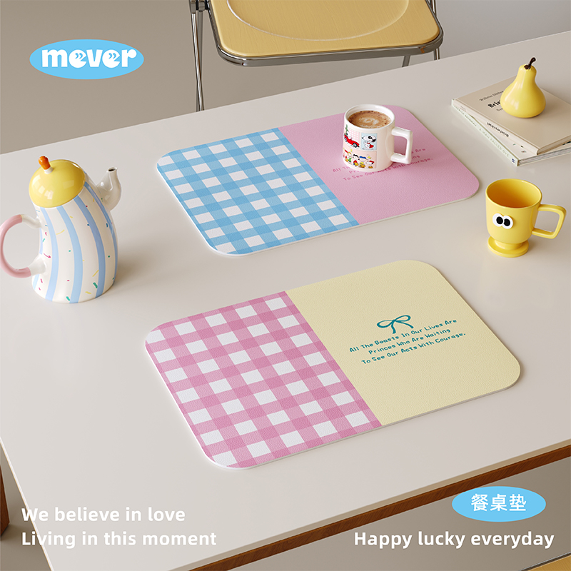 高级感韩式蝴蝶结皮革餐垫防水防油免洗咖啡台垫隔热桌面保护杯垫