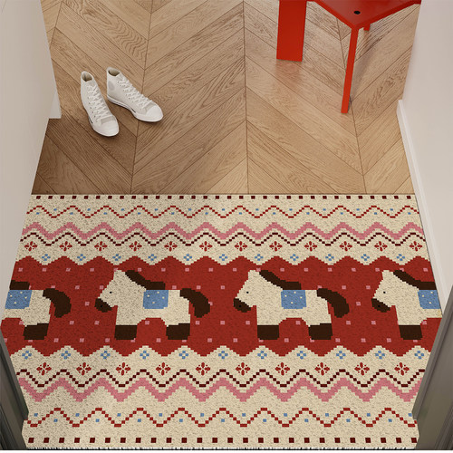 费尔岛小马高级感入户门地垫丝圈