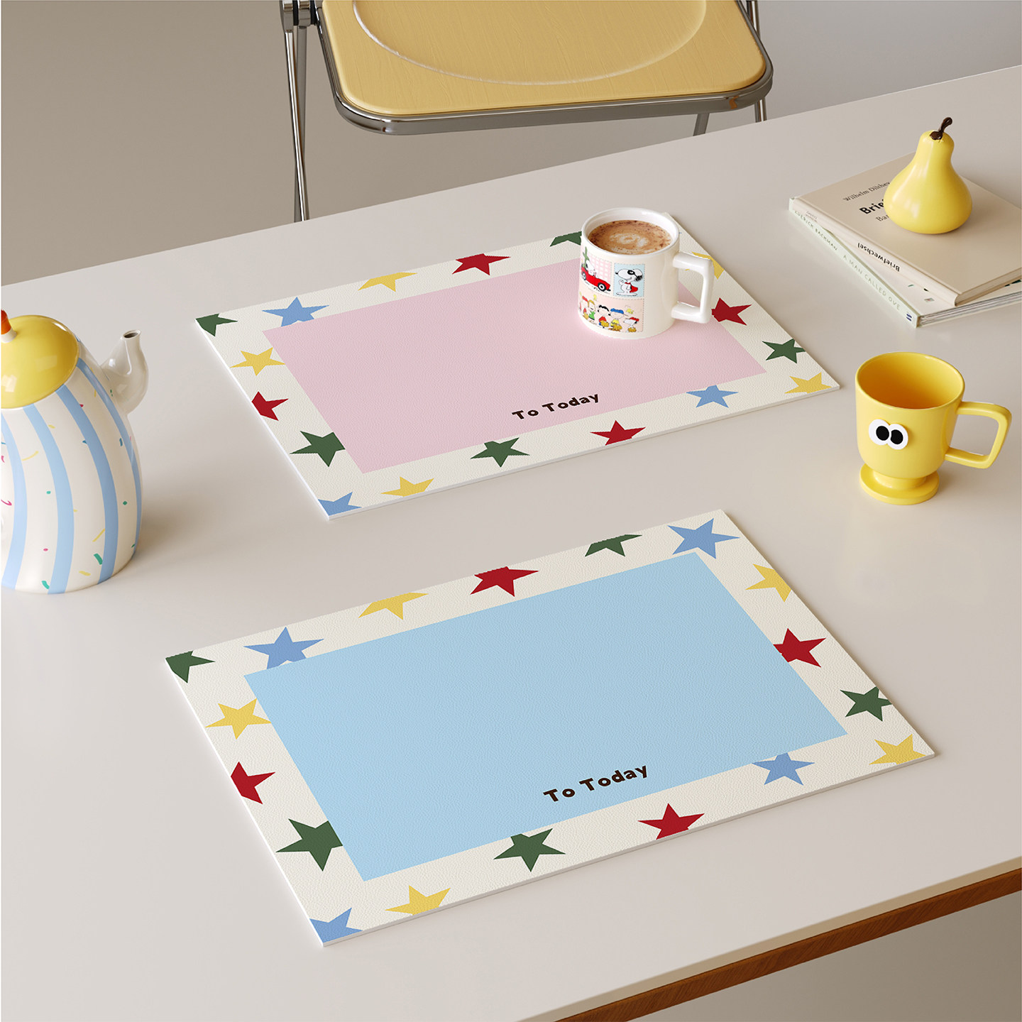韩式多巴胺星星西餐垫皮革防水防油防烫免洗高级感隔热垫小块杯垫,居家布艺,餐垫,淘宝优惠券,粉丝福利购,淘宝优惠卷