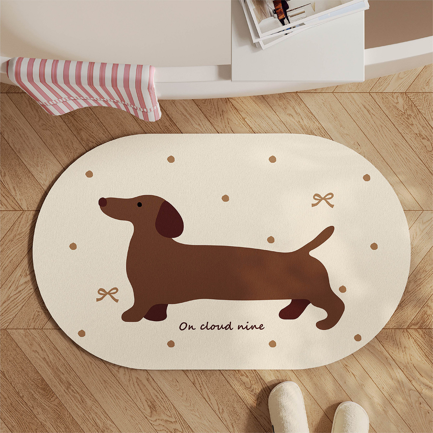 中古风斑点小狗浴室地垫硅藻泥吸水速干厕所卫生间门口防摔防滑垫,居家布艺,家用脚垫,淘宝优惠券,粉丝福利购,淘宝优惠卷