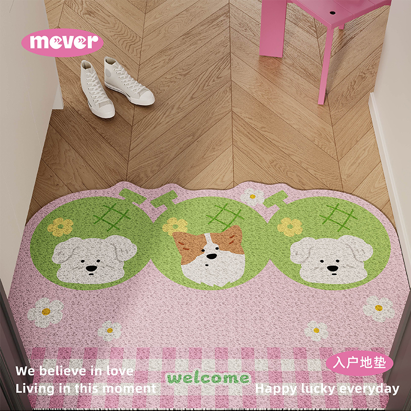 韩式可爱卡通入户地垫丝圈防滑耐脏脚垫子进门玄关门口地毯可裁剪