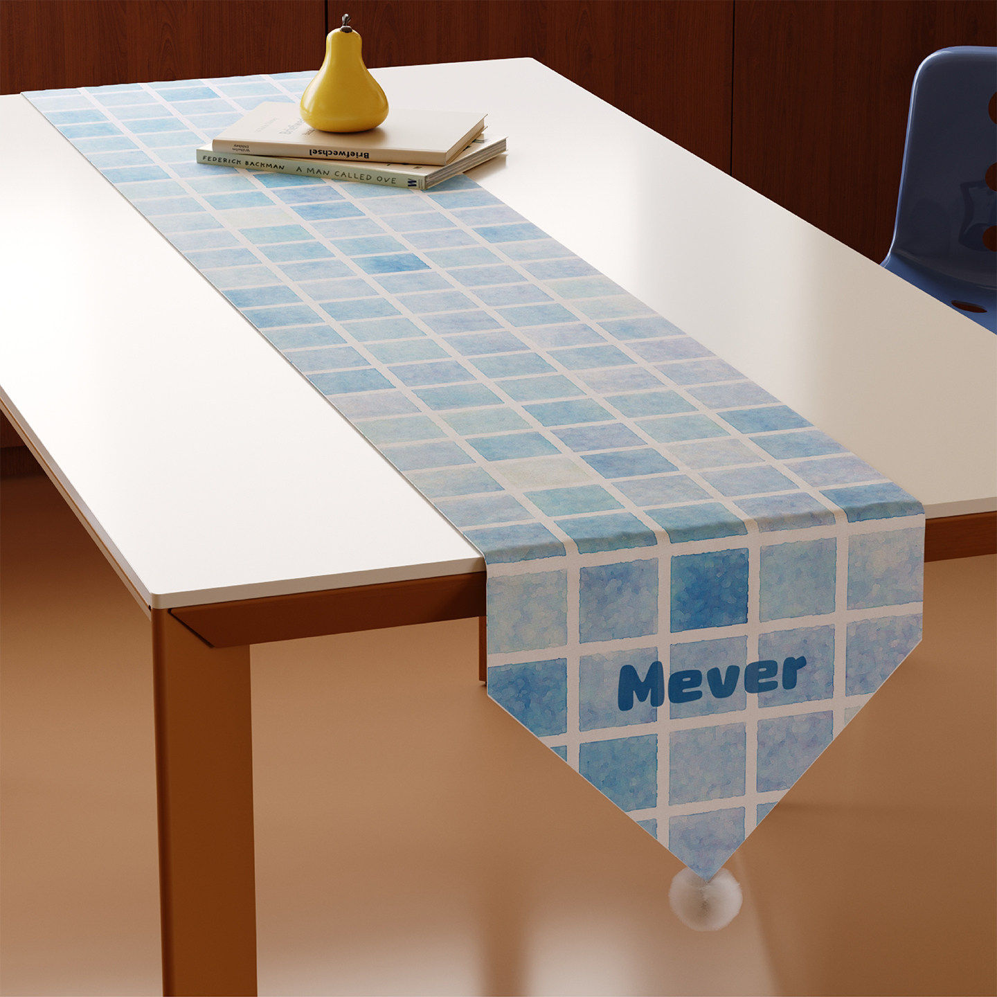 莫兰迪棋盘格高级感桌旗长条茶桌餐桌垫斗柜餐边柜子防尘桌布盖布