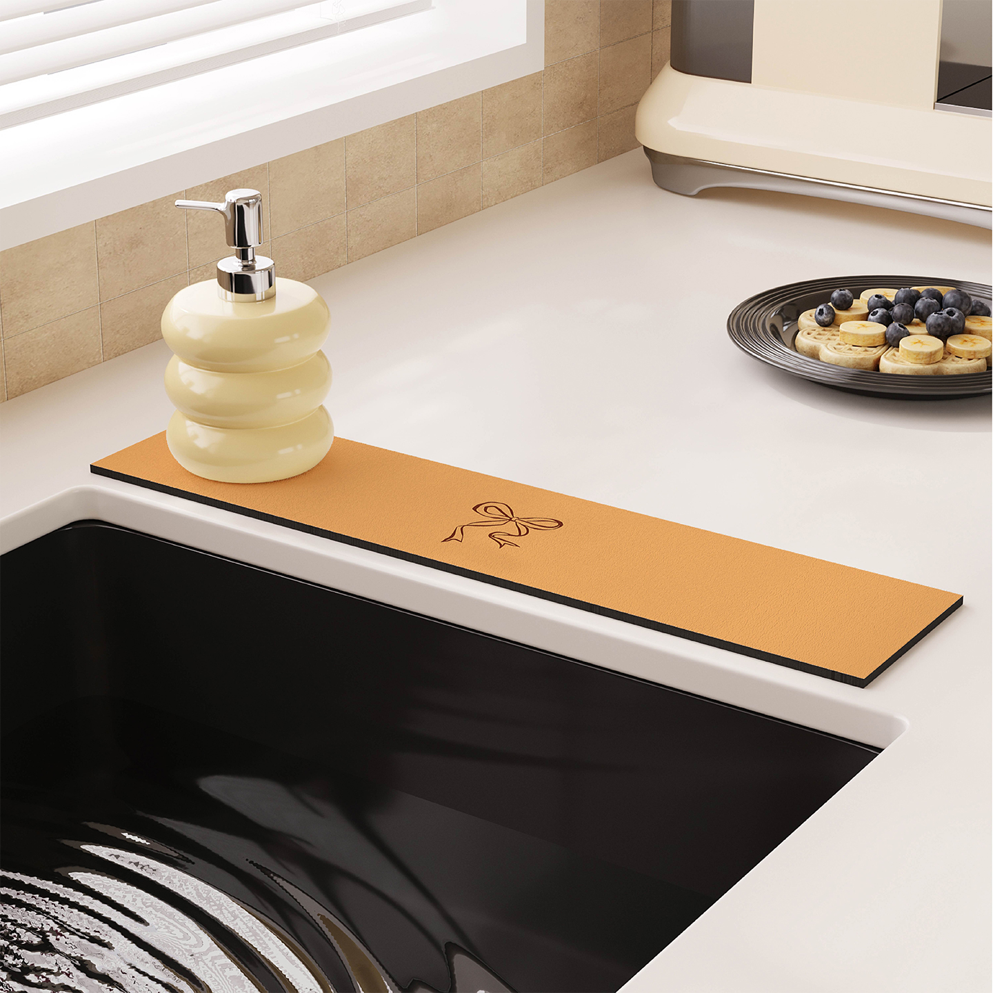 韩式简约条纹水龙头窄边吸水垫子