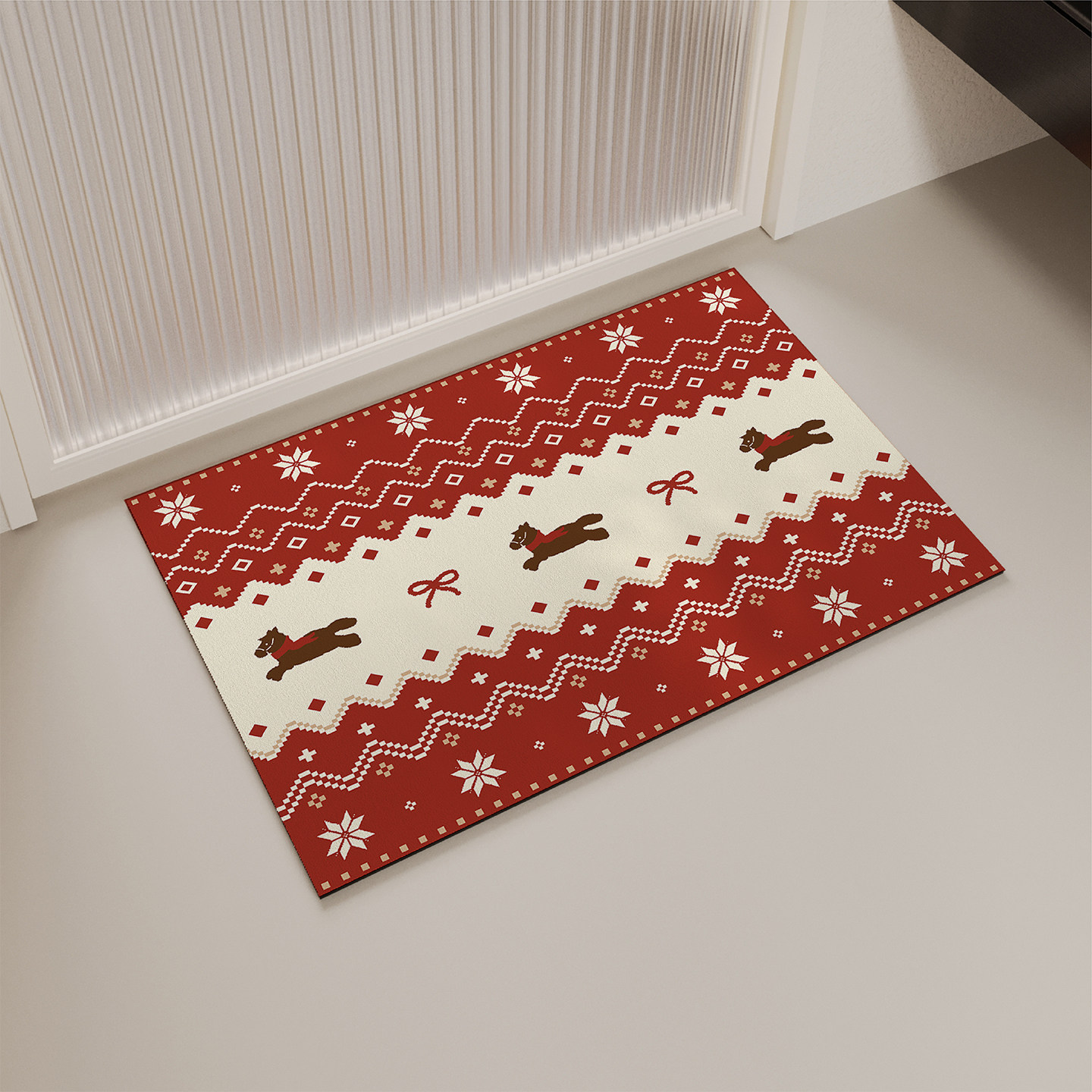 费尔岛新年小马浴室地垫硅藻泥吸水速干厕所卫生间门口防滑脚垫子,居家布艺,家用脚垫,淘宝优惠券,粉丝福利购,淘宝优惠卷