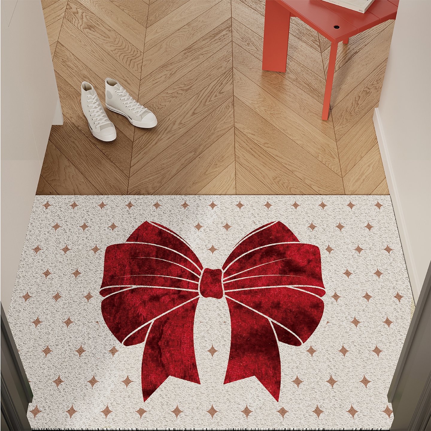 圣诞ins蝴蝶结入户地垫丝圈防滑