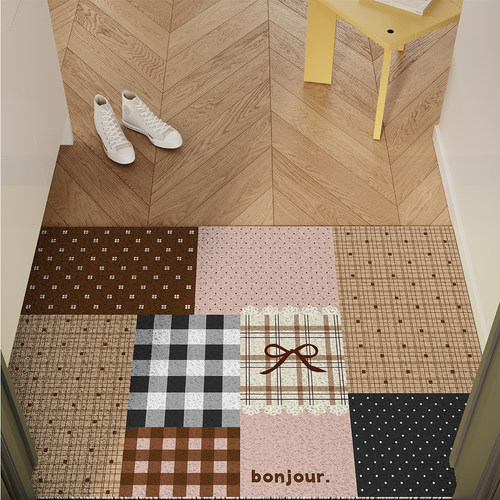 中古风拼布入户地垫丝圈防滑耐脏