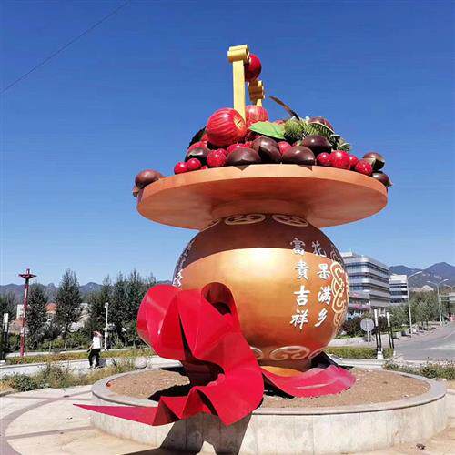 彩绘雕塑大型节日新年庆典标志性摆件国庆广场景观不锈钢花篮雕塑