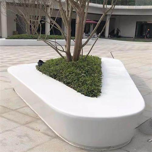 GRC树池坐凳定制UHPC混凝土泰科石花坛座椅玻璃钢景观弧形异形凳
