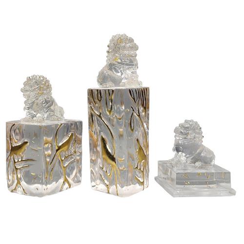 透明树脂狮子摆件玄关客厅貔貅雕塑酒店大堂会所拴马桩立柱装饰品